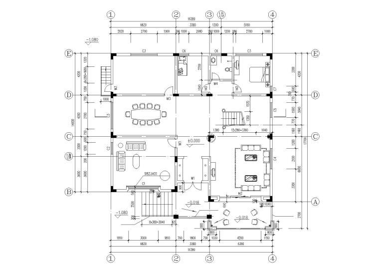 坡屋頂3層獨(dú)棟別墅建筑施工圖(289.93平)