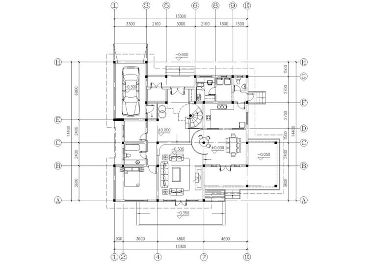 現(xiàn)代二層獨(dú)棟別墅建筑施工圖