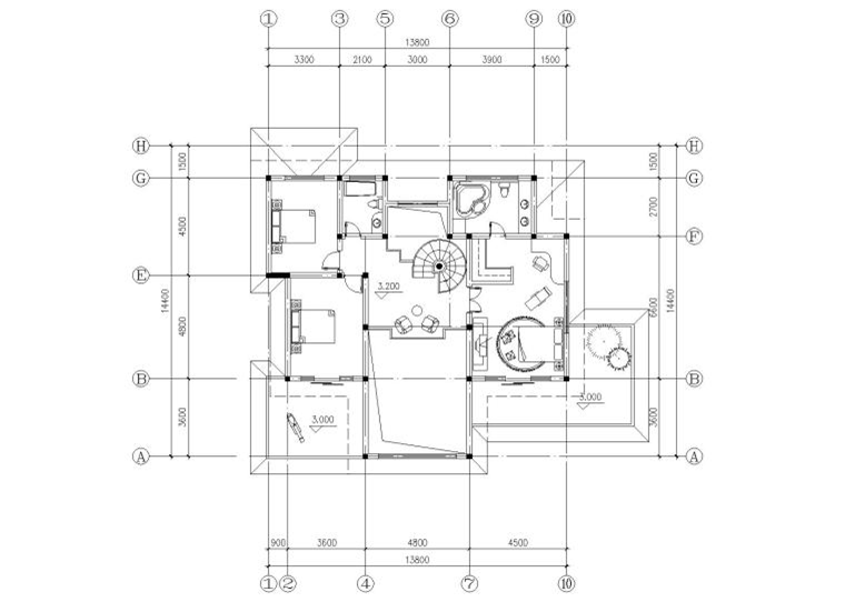 現(xiàn)代二層獨(dú)棟別墅建筑施工圖