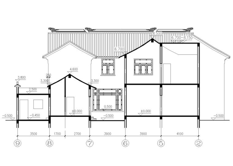 蘇式江南二層別墅建筑施工圖