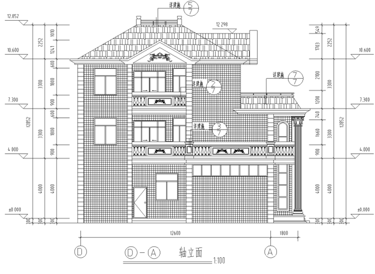 歐式風格多層獨棟別墅建筑施工圖設(shè)計