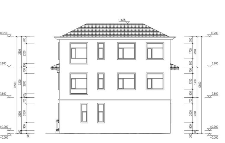 三层单家带露台别墅建筑设计图