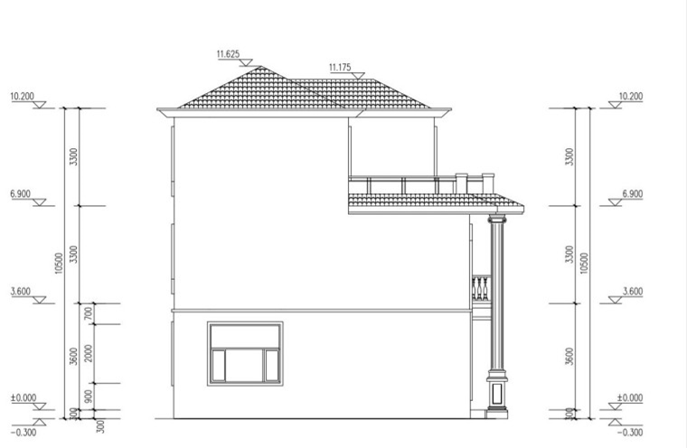 三层单家带露台别墅建筑设计图