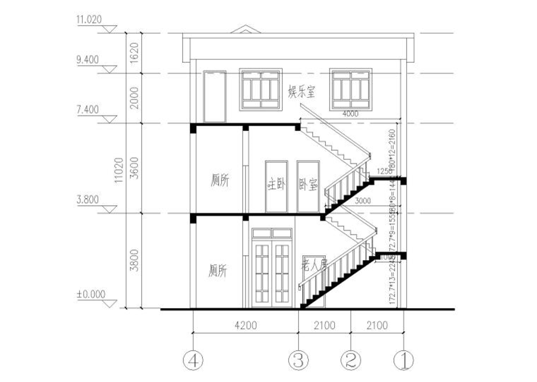 三層獨(dú)棟別墅建筑施工圖（面積92.4平）