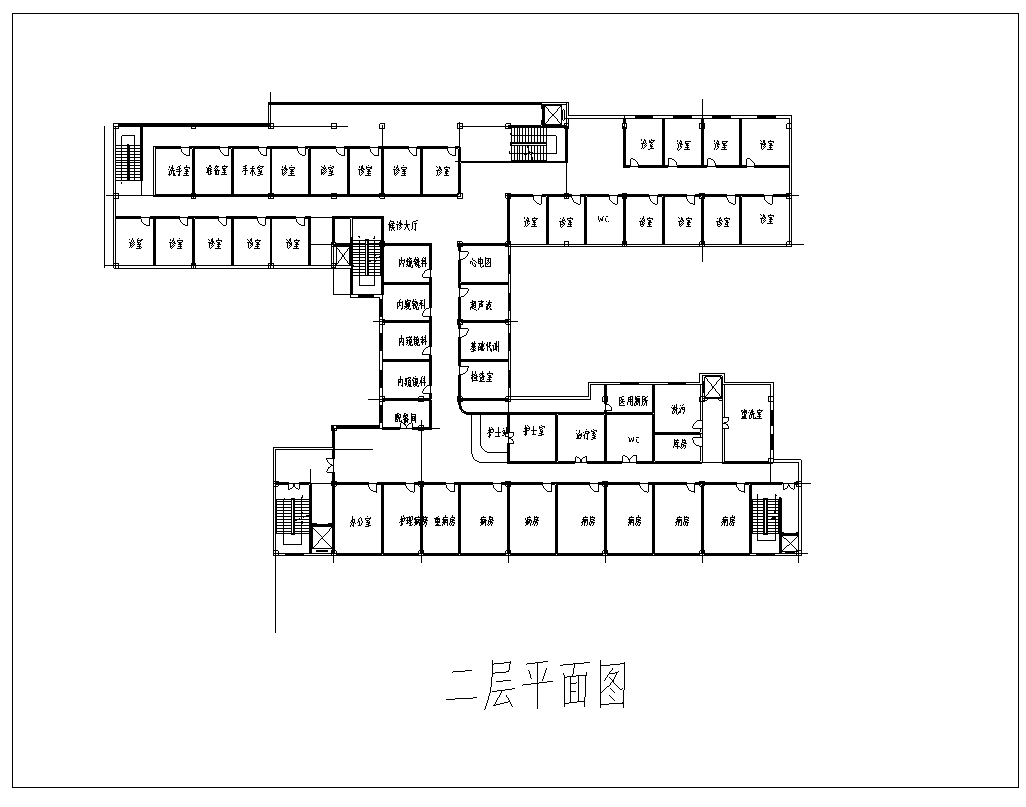 某綜合性醫(yī)院樓室內(nèi)裝修設(shè)計施工圖及SU模型