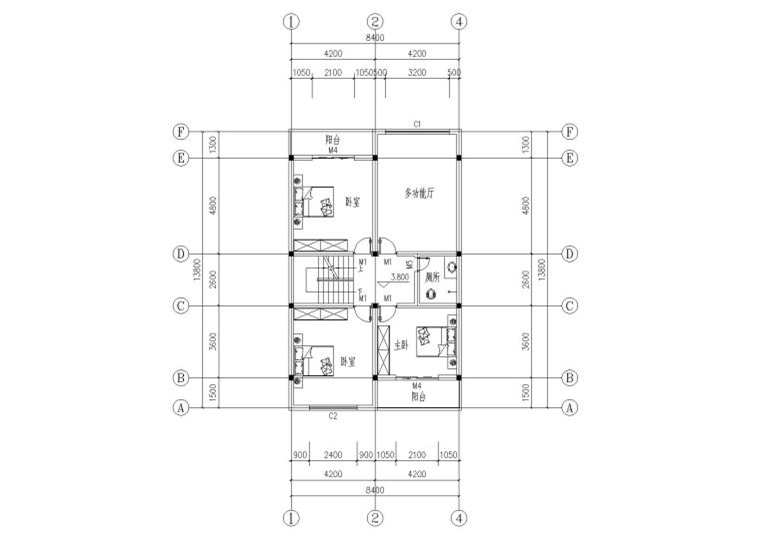 三層獨(dú)棟別墅建筑施工圖（面積92.4平）