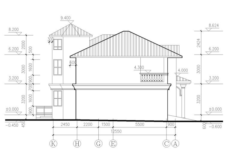 框架結(jié)構(gòu)二層別墅全套施工圖（CAD）