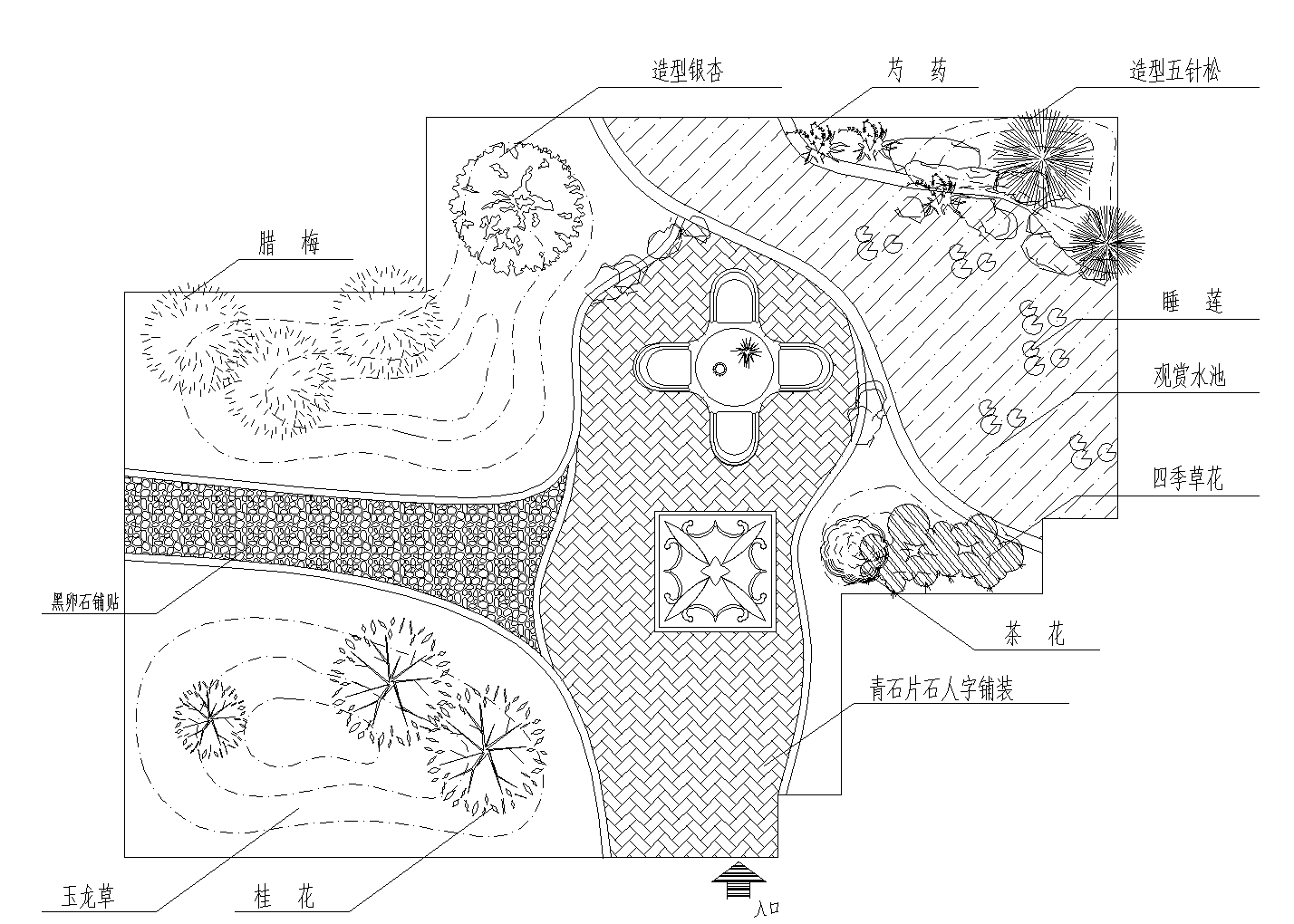 屋顶景观花园CAD平面图设计