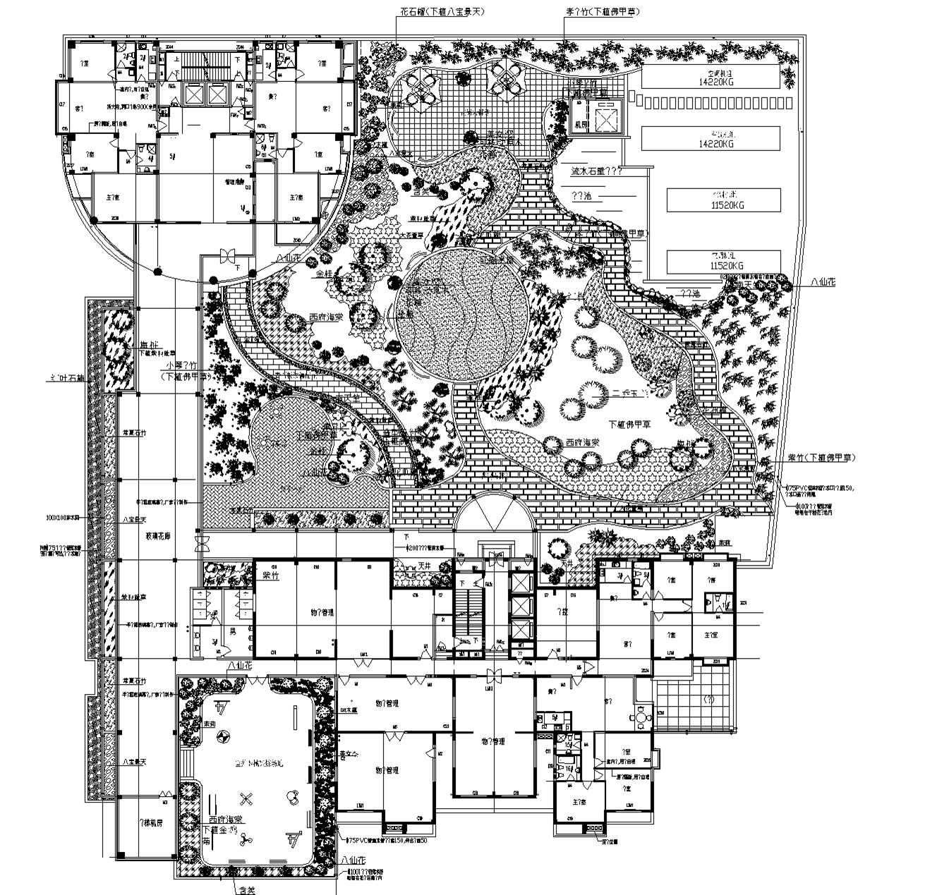 中式屋顶花园CAD施工图设计