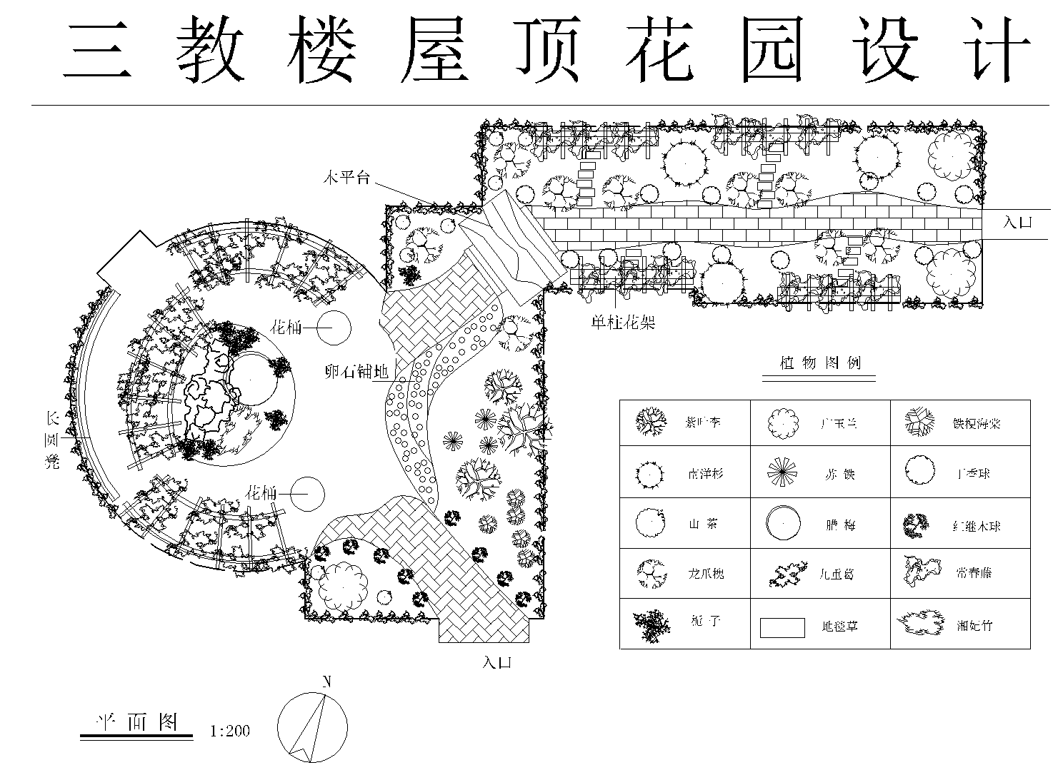 屋顶花园景观CAD平面图（各类型的屋顶花园）