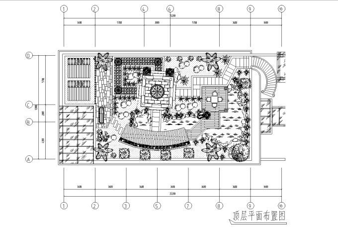 江邊別墅屋頂花園景觀工程施工圖全套