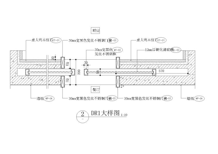 玻璃门，酒店分区门等门表节点详图