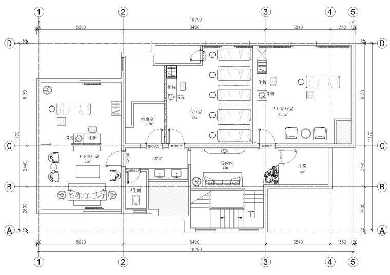 上海皮肤病医院室内装饰设计施工图+效果图