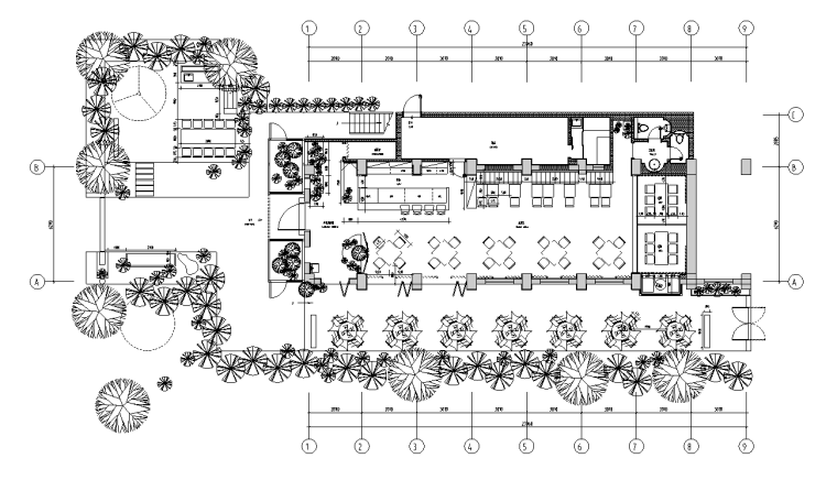 某現(xiàn)代主題花園餐廳CAD施工圖