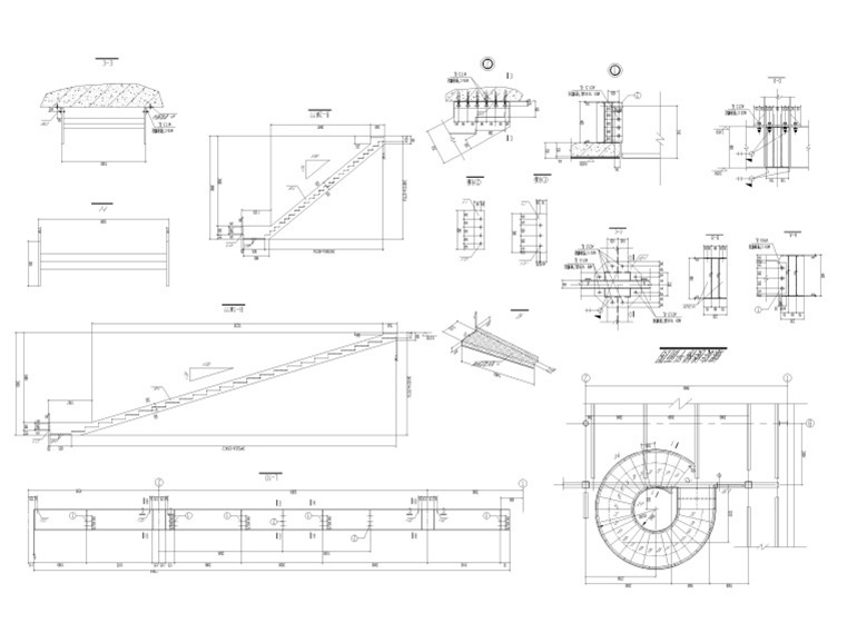 旋转楼梯，螺旋楼梯节点大样详图