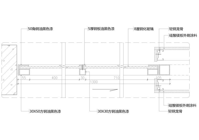 木框玻璃明或暗推拉門節(jié)點