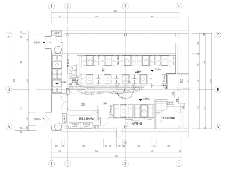 二層韓式烤肉店室內(nèi)裝修施工圖