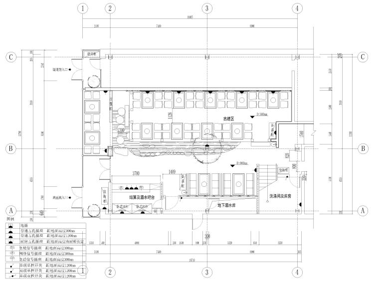 二層韓式烤肉店室內(nèi)裝修施工圖