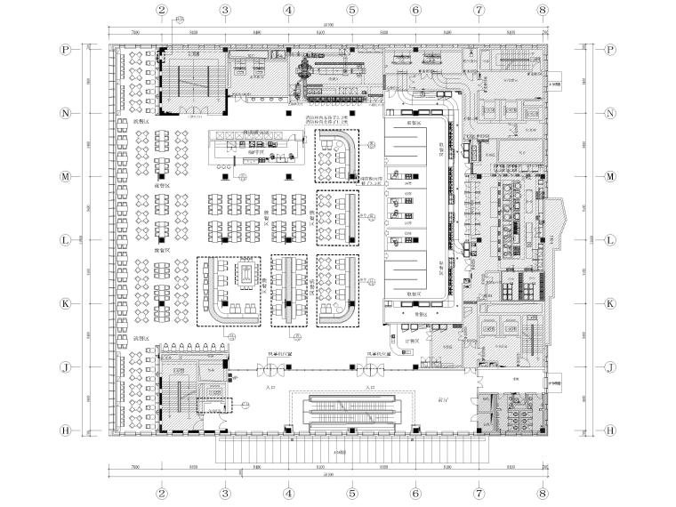 三層大學(xué)食堂室內(nèi)裝修設(shè)計(jì)施工圖