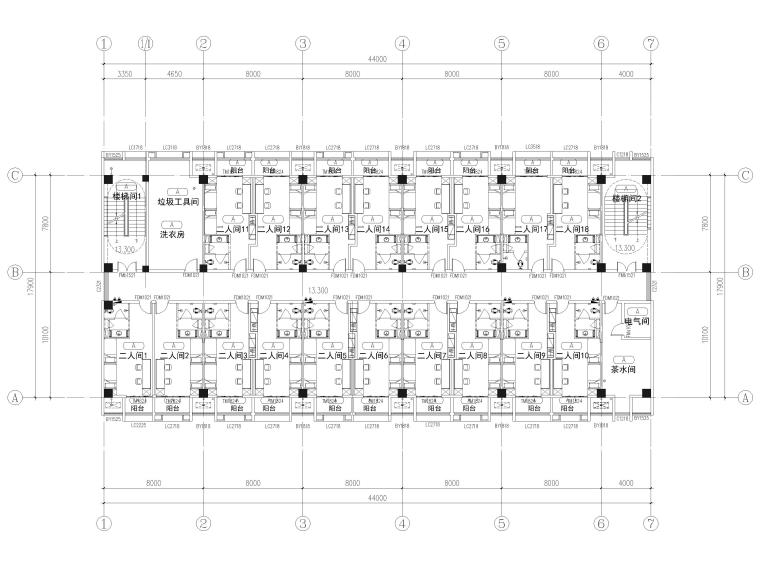 [长沙]孵化基地食堂餐厅+宿舍楼装修施工图