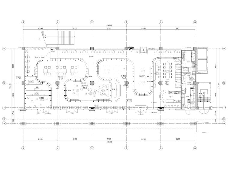 [上海]萬創(chuàng)坊550㎡方亭圖書館裝修施工圖 