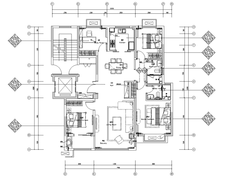 現(xiàn)代風(fēng)142㎡戶型住宅精裝施工圖