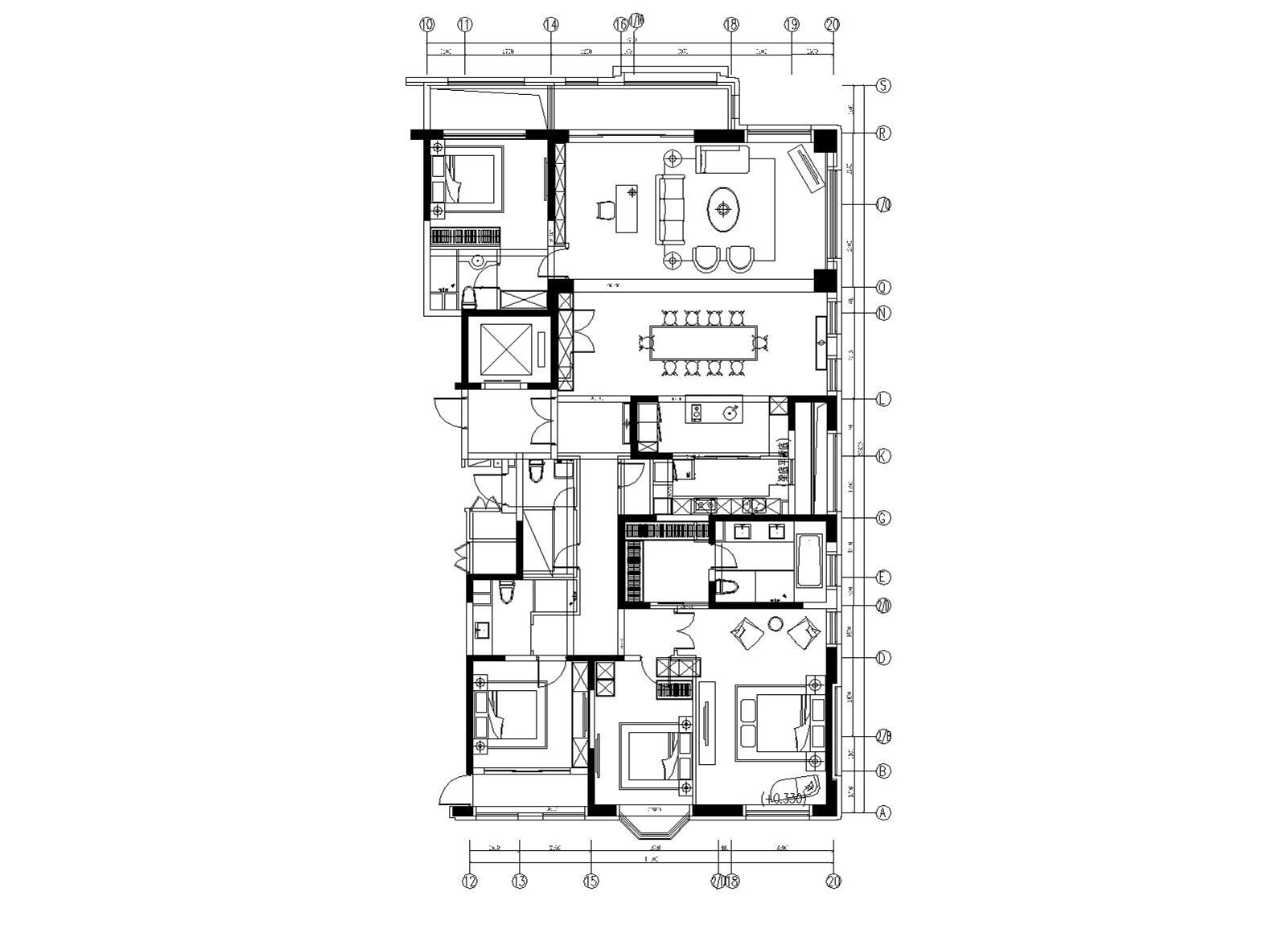 五居室樣板間施工圖+設(shè)計方案 