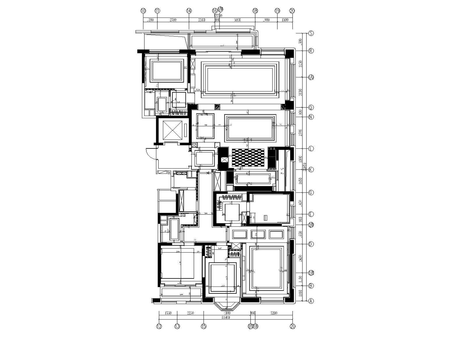 五居室樣板間施工圖+設(shè)計方案 