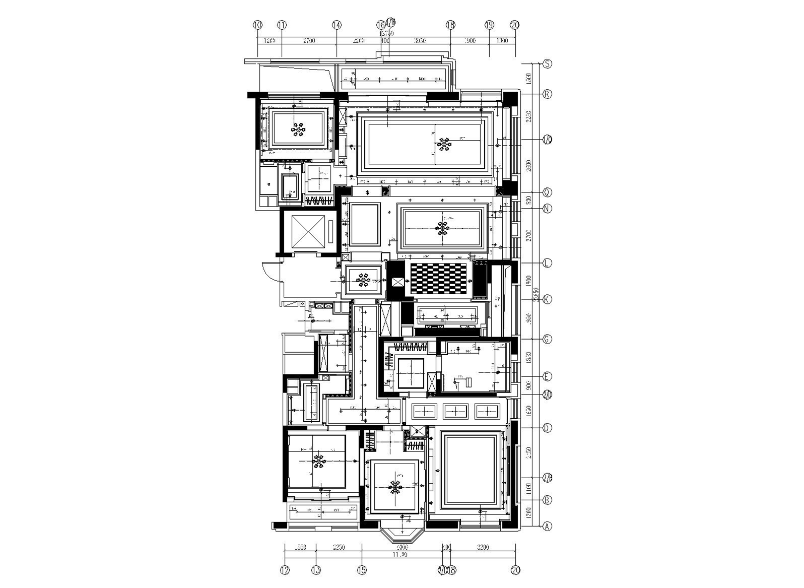 五居室樣板間施工圖+設(shè)計方案 