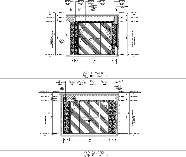 現(xiàn)代三房二廳樣板房精裝施工圖+攝影