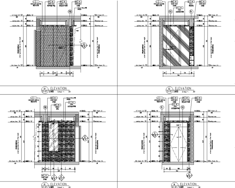 現(xiàn)代三房二廳樣板房精裝施工圖+攝影