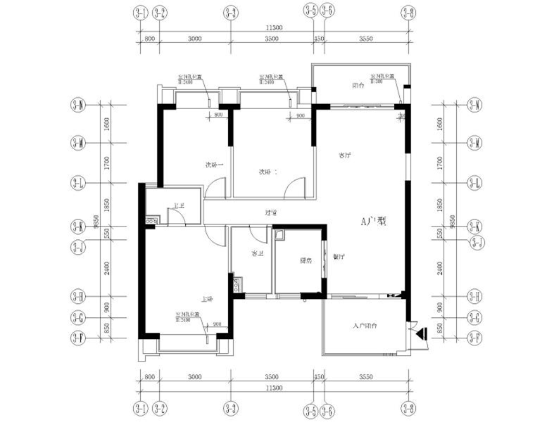 公寓住宅室内四种户型室内设计图