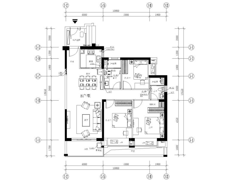 公寓住宅室内四种户型室内设计图