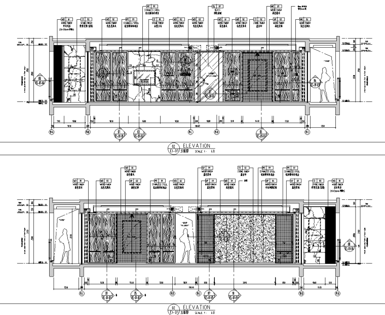 現(xiàn)代中式四居室樣板房室內(nèi)精裝施工圖