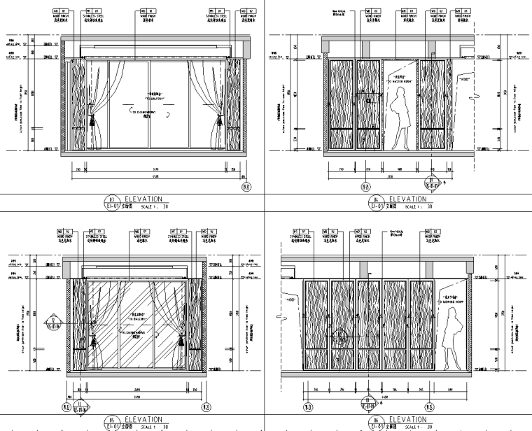 現(xiàn)代中式四居室樣板房室內(nèi)精裝施工圖