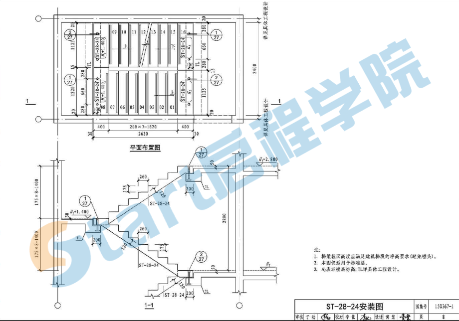 15G367-1 預(yù)制鋼筋混凝土板式樓梯