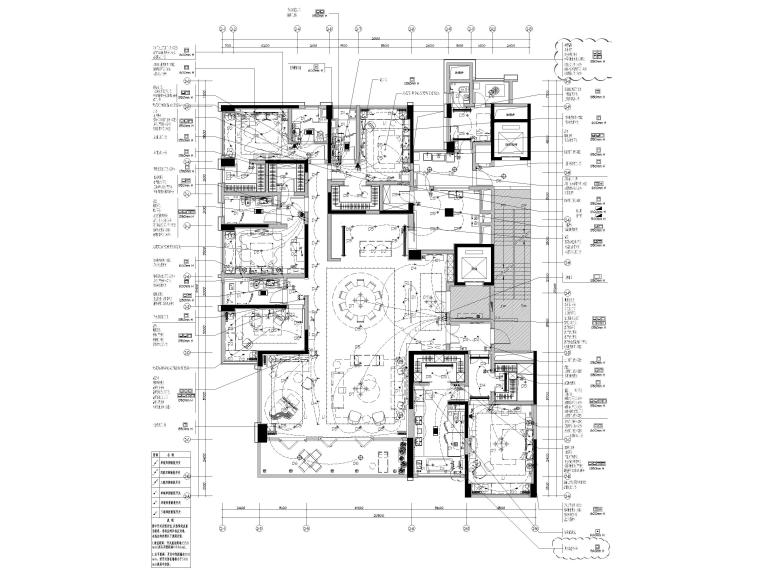 新中式四居豪宅样板间装修设计施工图