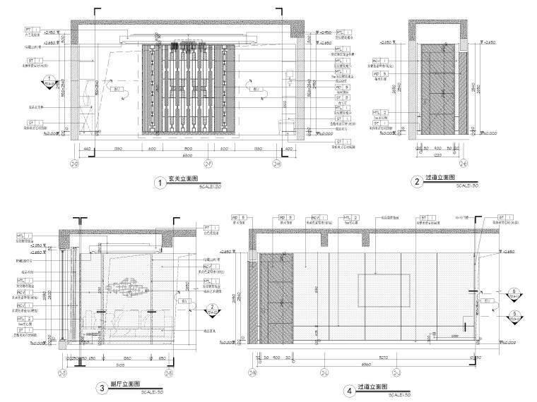 新中式四居豪宅样板间装修设计施工图