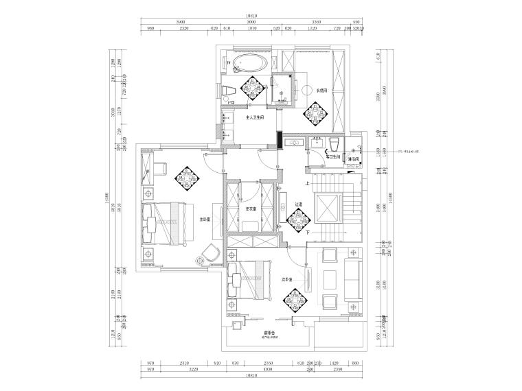 600㎡新中式三层四居别墅装修施工图+3D模型