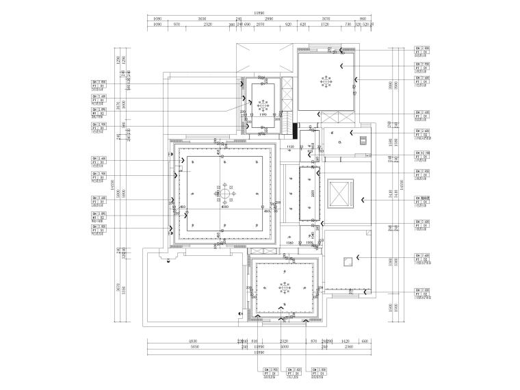 600㎡新中式三层四居别墅装修施工图+3D模型