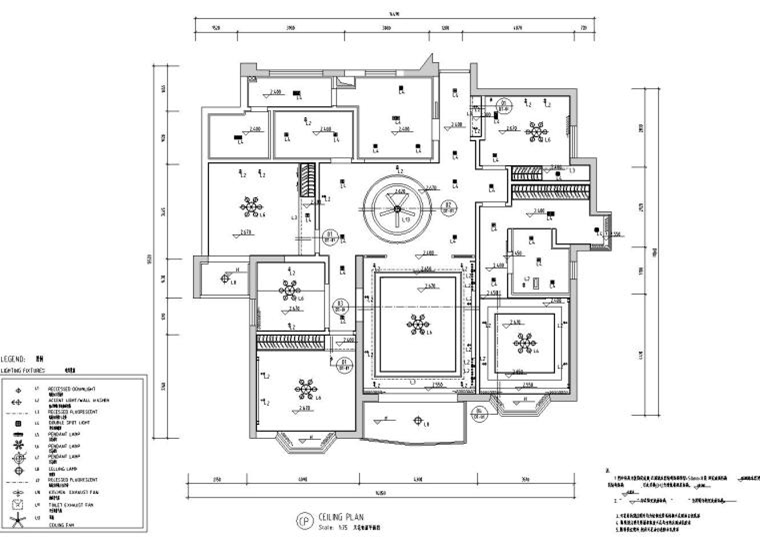 中式风格150㎡住宅装修施工图设计