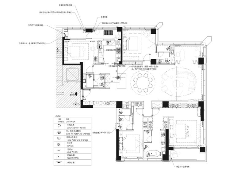 外滩283m²四居室大平层样板间施工图