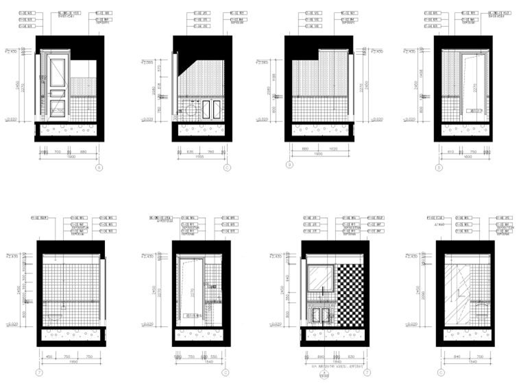 现代禅意风格两室一厅住宅CAD施工图