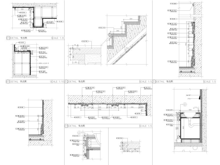 现代禅意风格两室一厅住宅CAD施工图