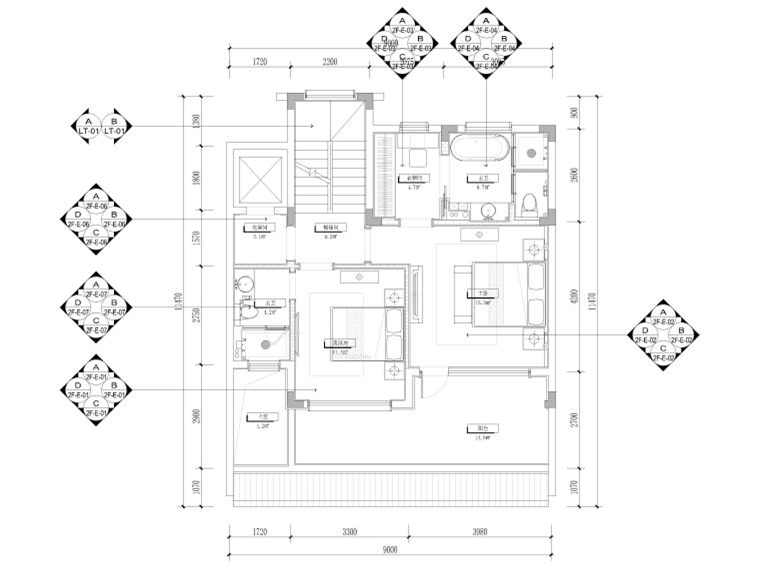 282㎡三層三居新中式別墅裝修施工圖