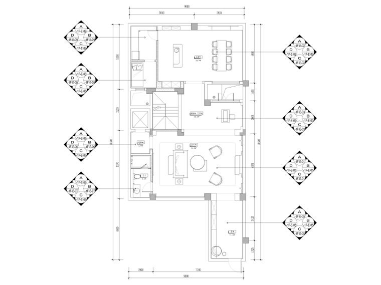 282㎡三層三居新中式別墅裝修施工圖