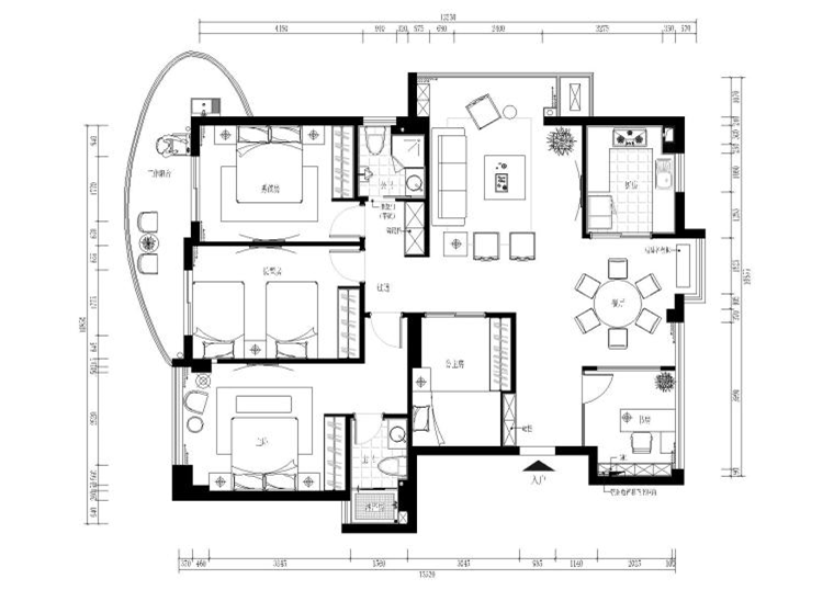 樣板間施工圖+效果圖