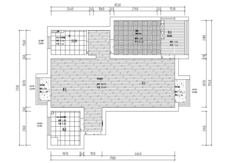 loft風(fēng)格74㎡住宅裝修施工圖設(shè)計(jì)