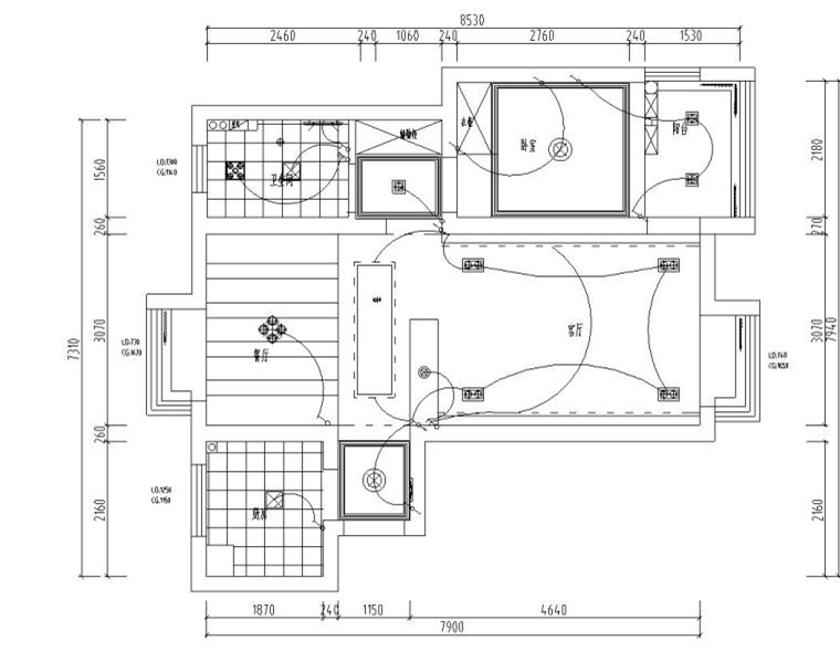 loft風(fēng)格74㎡住宅裝修施工圖設(shè)計(jì)