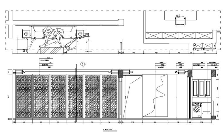 新中式風格3室2廳2衛(wèi)住宅裝修施工圖設計